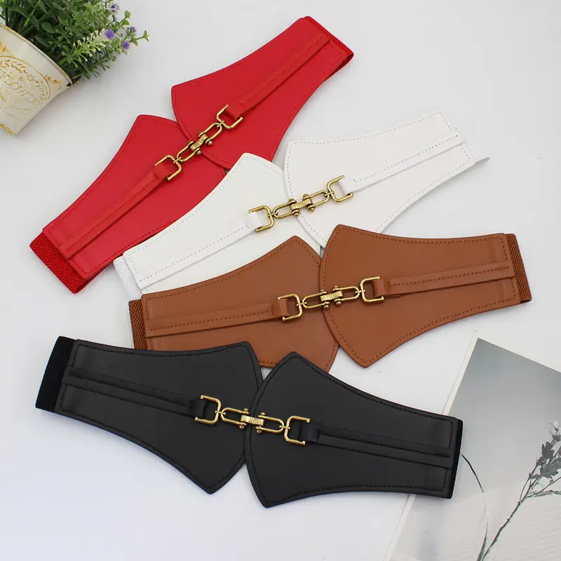 Black Vintage Buckle Belt for Women Wide Waist