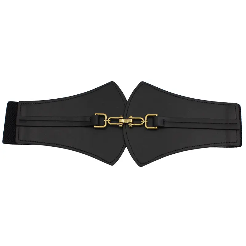 Black Vintage Buckle Belt for Women Wide Waist