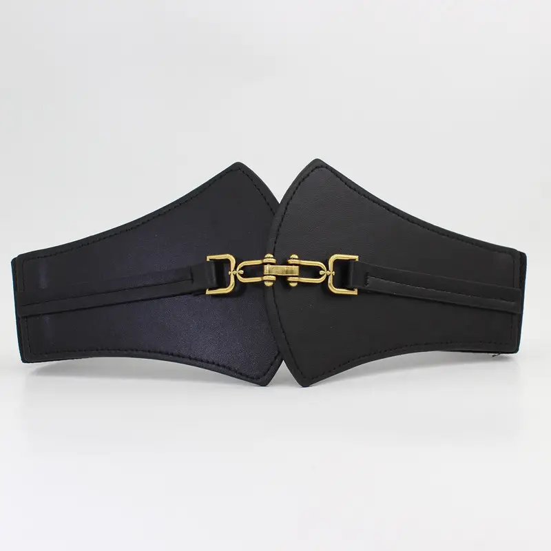 Black Vintage Buckle Belt for Women Wide Waist