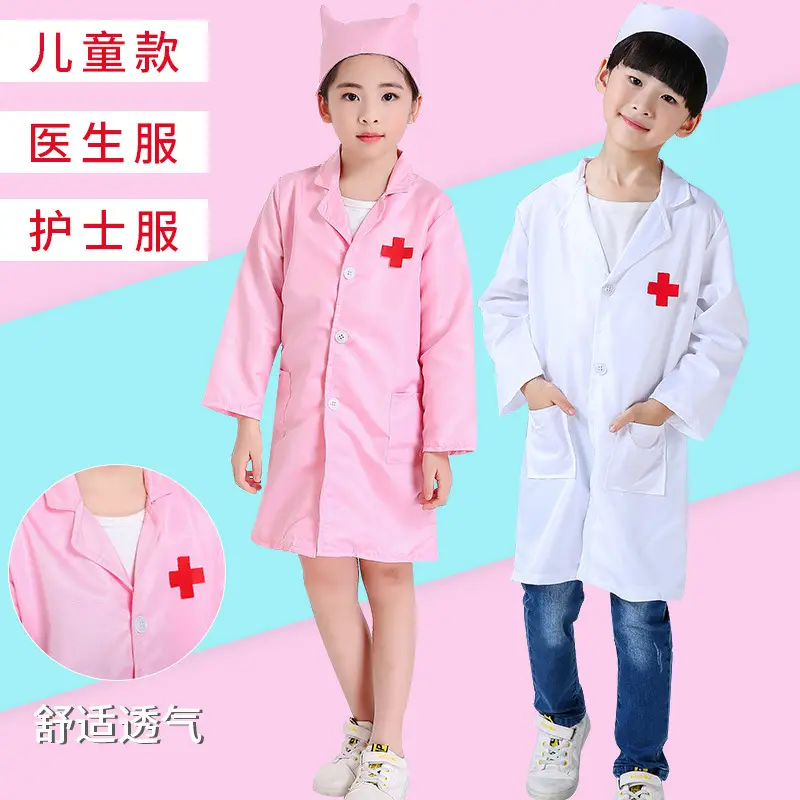 White Nurse Work Coat for Girls Kindergarten Play House - Image 10