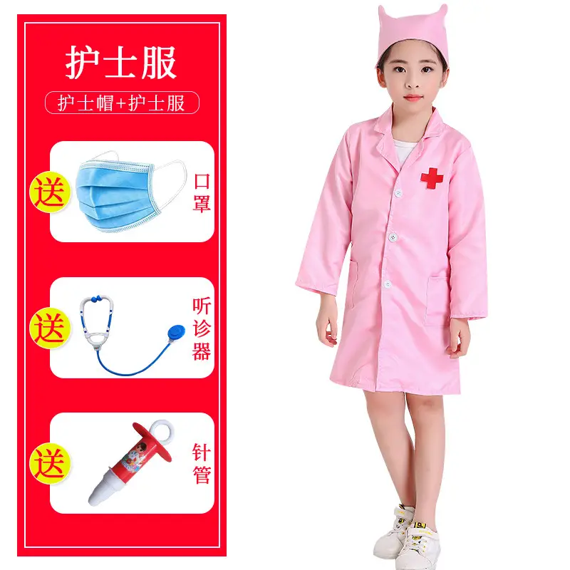 White Nurse Work Coat for Girls Kindergarten Play House - Image 6