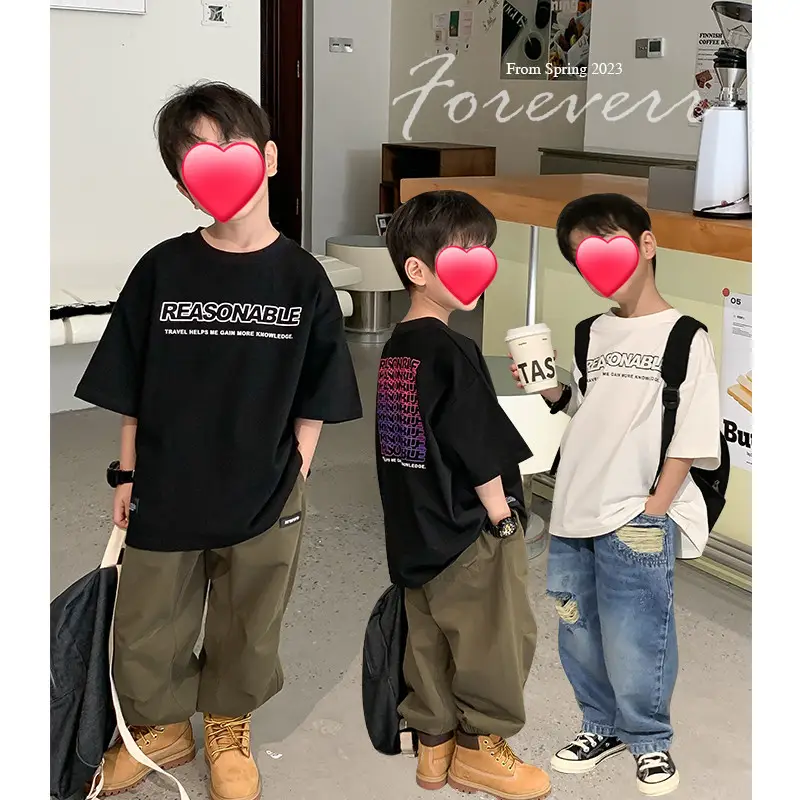 Kids Cotton T-Shirt Set Summer 2024 Korean Style - Image 3