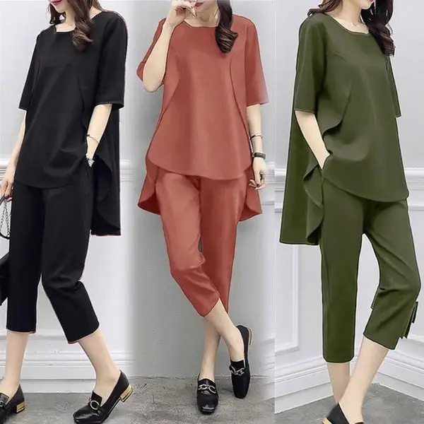 Black Loose Slimming Women's 2-Piece Suit Spring Summer