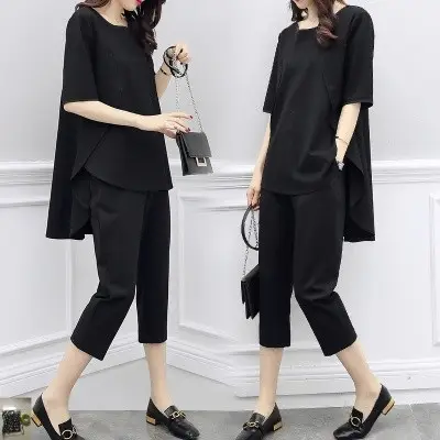 Black Loose Slimming Women's 2-Piece Suit Spring Summer - Image 7