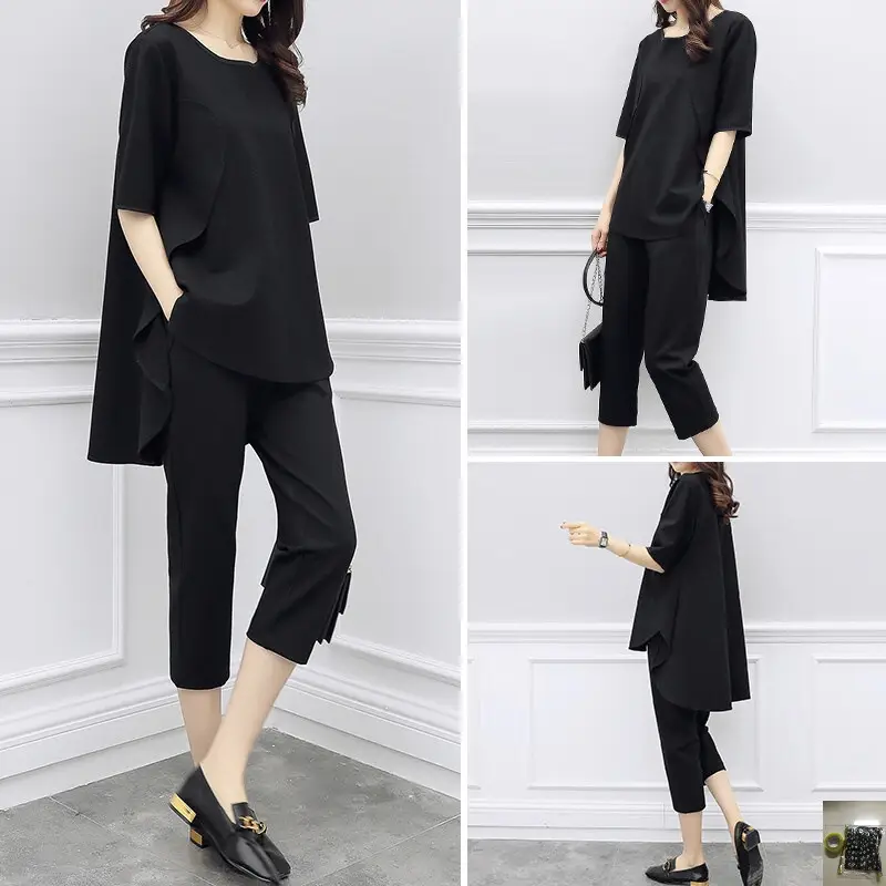 Black Loose Slimming Women's 2-Piece Suit Spring Summer — feature 3