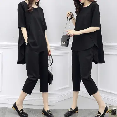Black Loose Slimming Women's 2-Piece Suit Spring Summer — feature 4