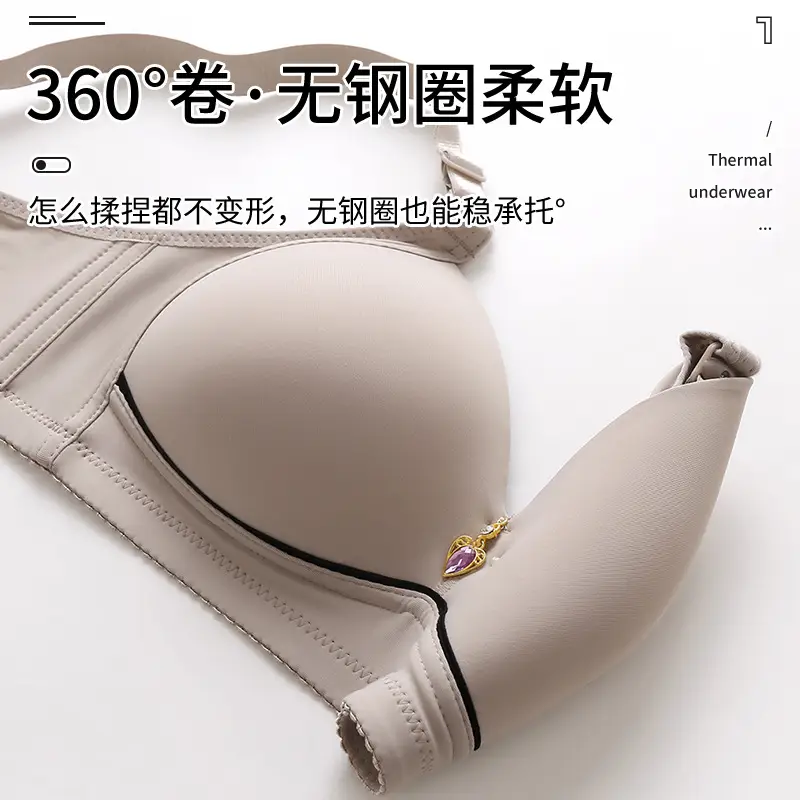 Cross-border new large size non-steel ring comfortable breathable gathered women's underwear non-magnetic thin cup smooth fat mm bra
