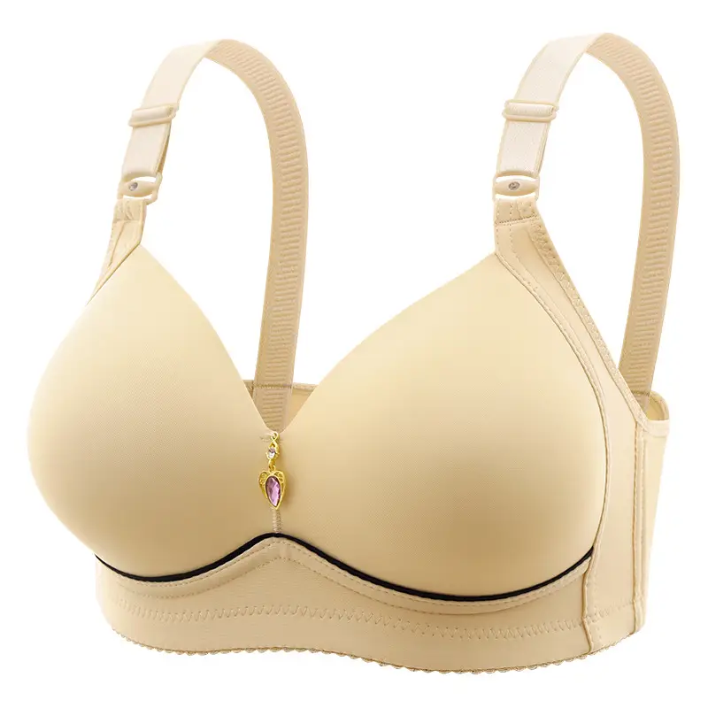 Cross-border new large size non-steel ring comfortable breathable gathered women's underwear non-magnetic thin cup smooth fat mm bra