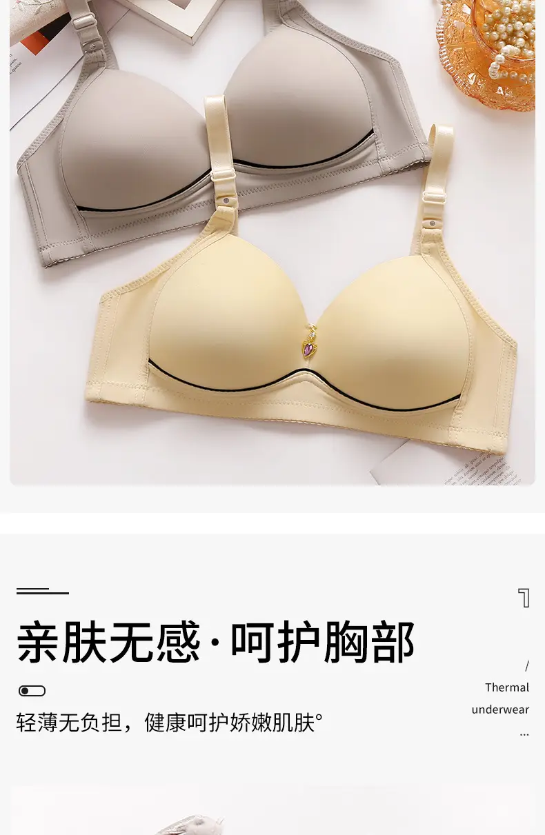Cross-border new large size non-steel ring comfortable breathable gathered women's underwear non-magnetic thin cup smooth fat mm bra — feature 5