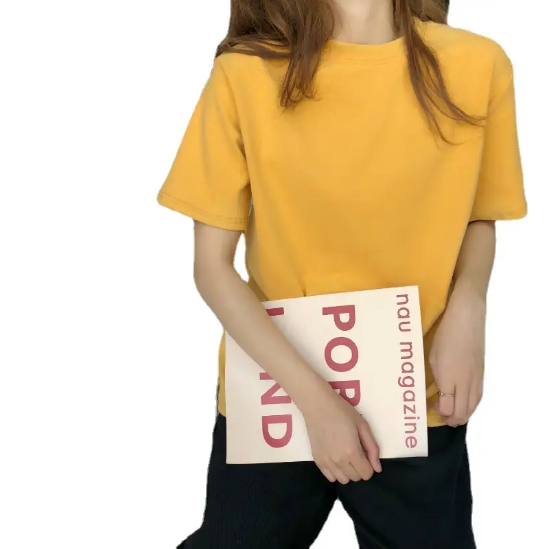 Women Loose Cotton T-Shirt Light Blue Spring - Image 19