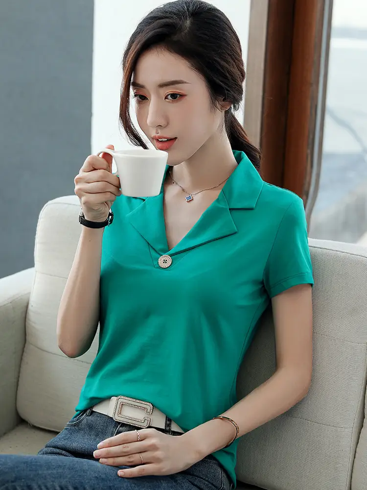 2025 Summer Women White Slim Fit Collar T-shirt Dress - Image 7