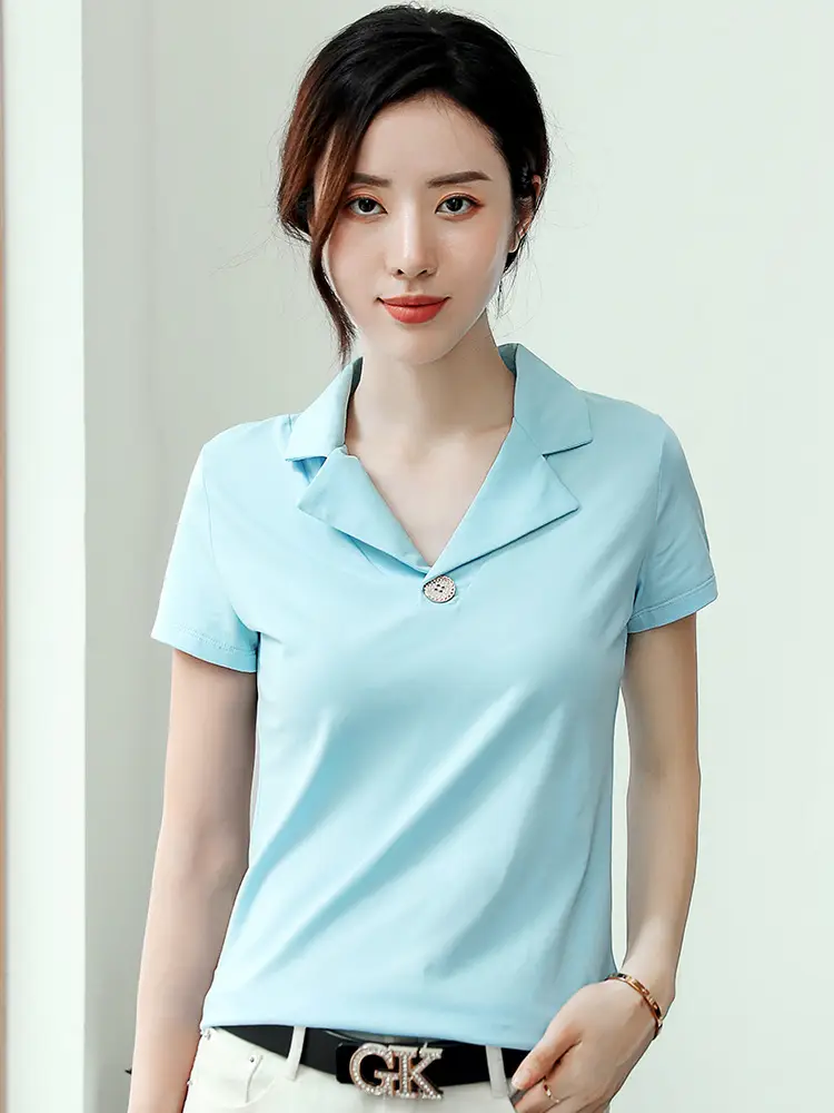 2025 Summer Women White Slim Fit Collar T-shirt Dress - Image 9