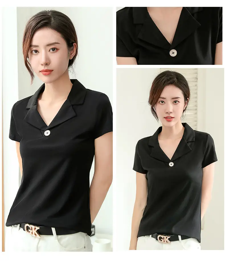 2025 Summer Women White Slim Fit Collar T-shirt Dress — feature 11