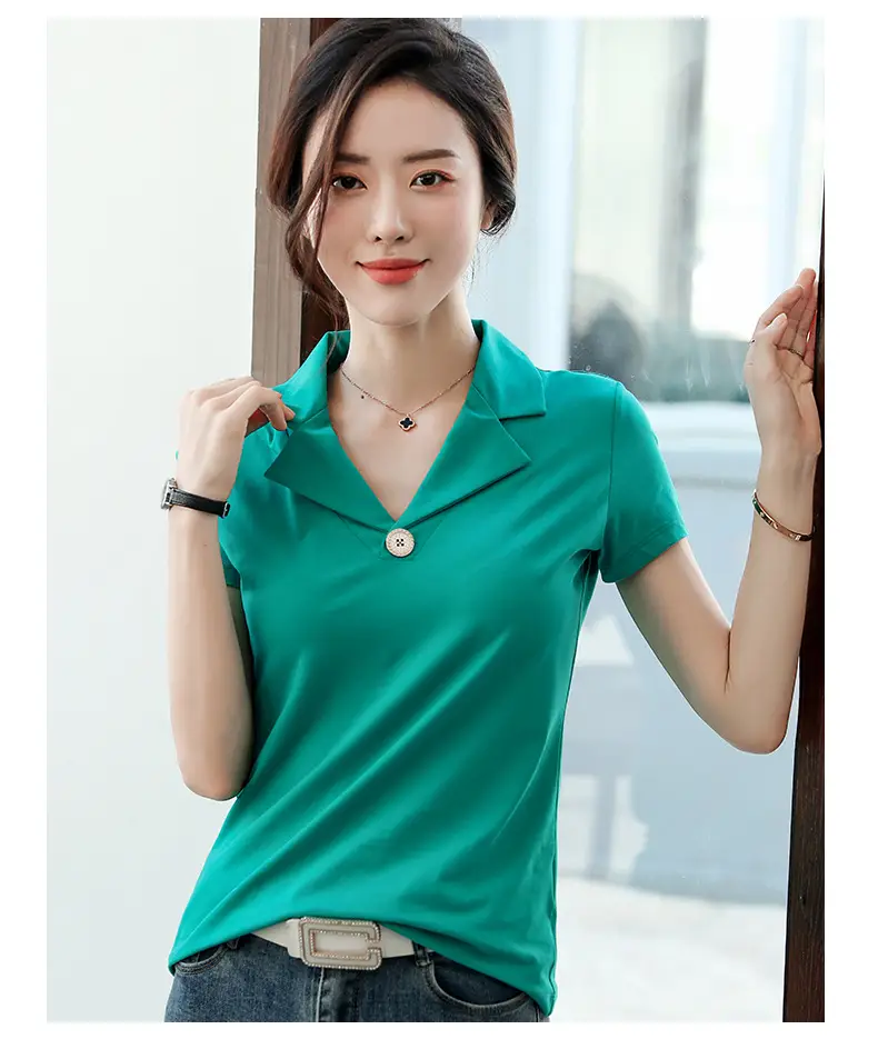 2025 Summer Women White Slim Fit Collar T-shirt Dress — feature 15