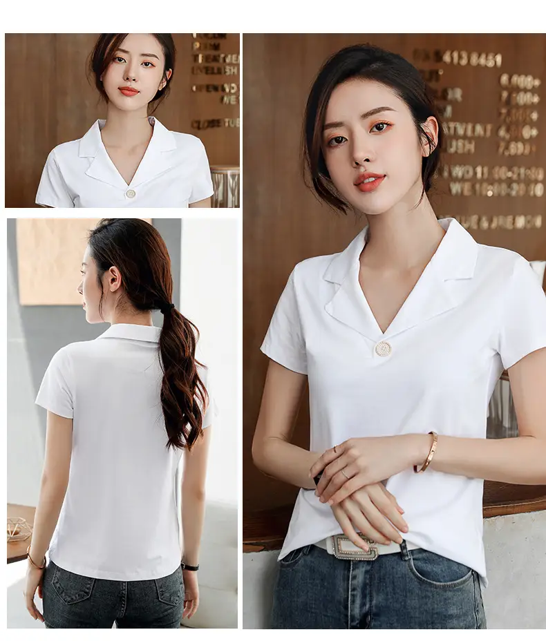 2025 Summer Women White Slim Fit Collar T-shirt Dress — feature 20