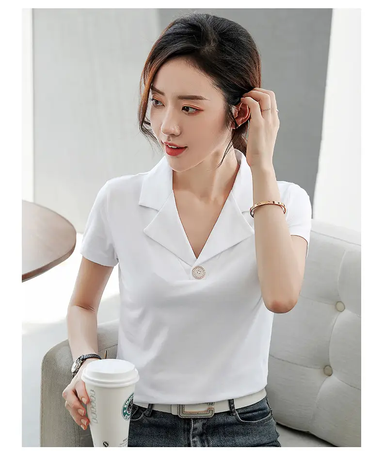 2025 Summer Women White Slim Fit Collar T-shirt Dress — feature 21