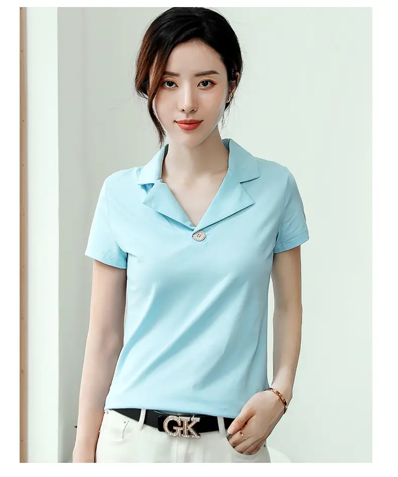 2025 Summer Women White Slim Fit Collar T-shirt Dress — feature 24