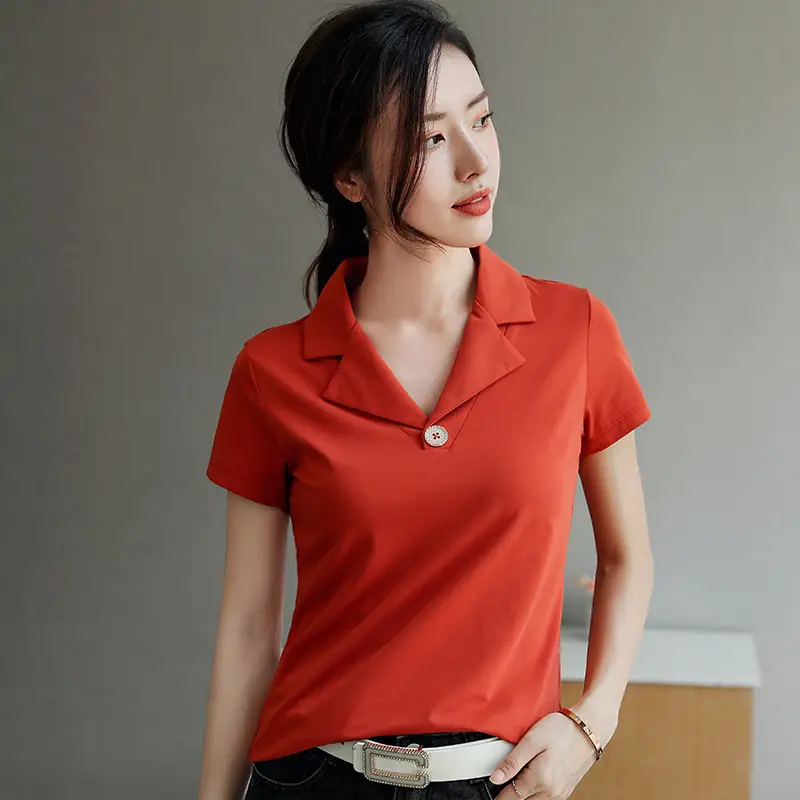 2025 Summer Women White Slim Fit Collar T-shirt Dress - Image 4