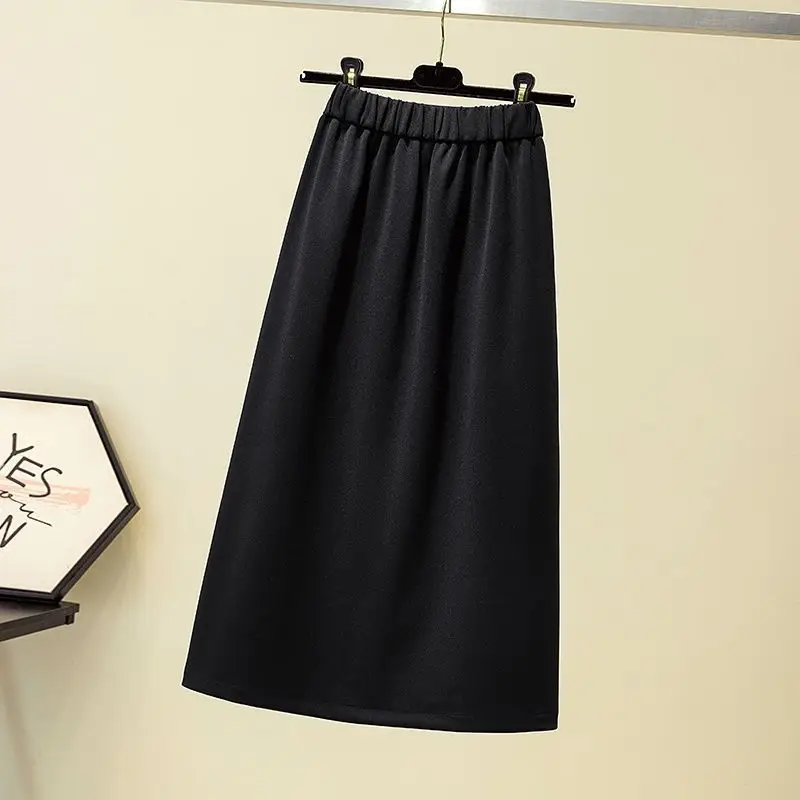 Black Split Skirt Large Women High Waist A Line - Image 5