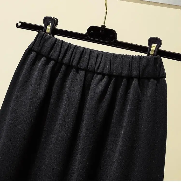 Black Split Skirt Large Women High Waist A Line — feature 12