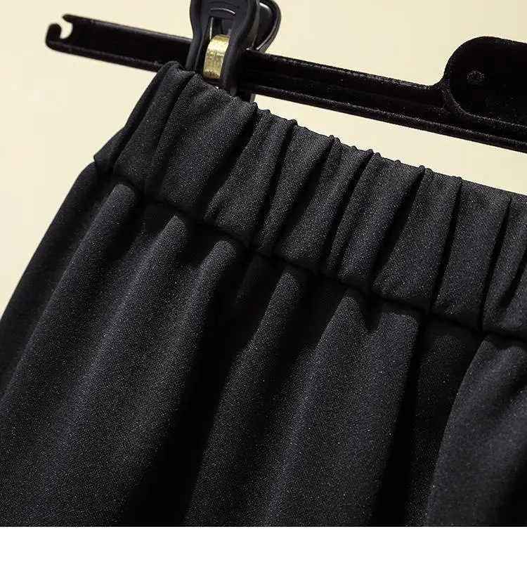 Black Split Skirt Large Women High Waist A Line — feature 13