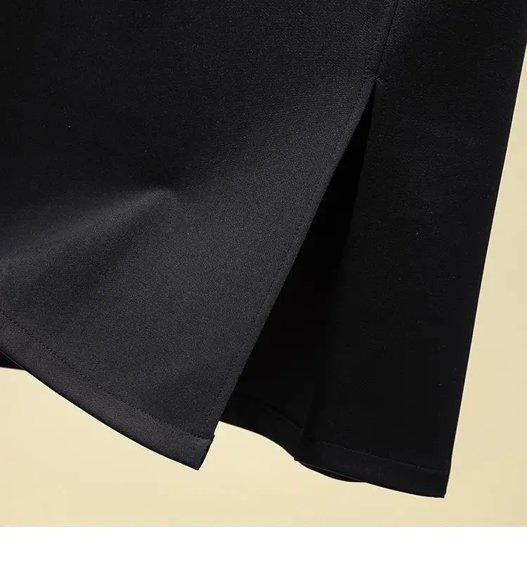 Black Split Skirt Large Women High Waist A Line — feature 7