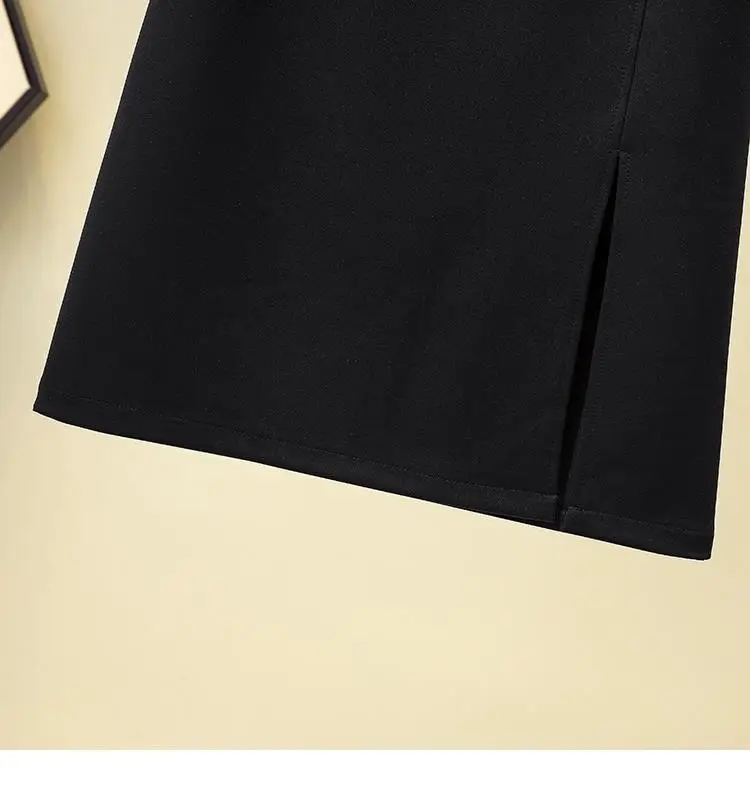 Black Split Skirt Large Women High Waist A Line — feature 8