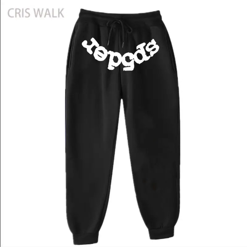 Men's Navy Hip-Hop Fleece Sweatpants with Colorful Print