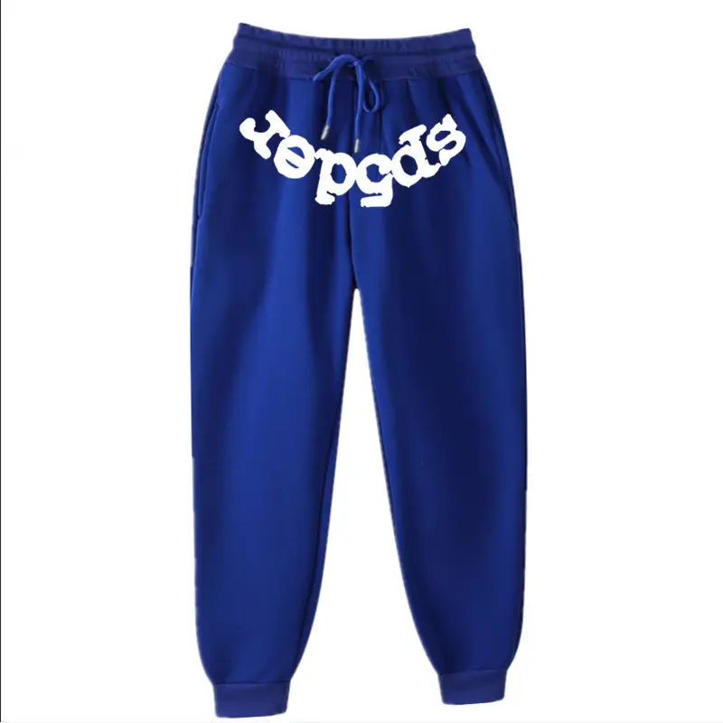 Men's Navy Hip-Hop Fleece Sweatpants with Colorful Print