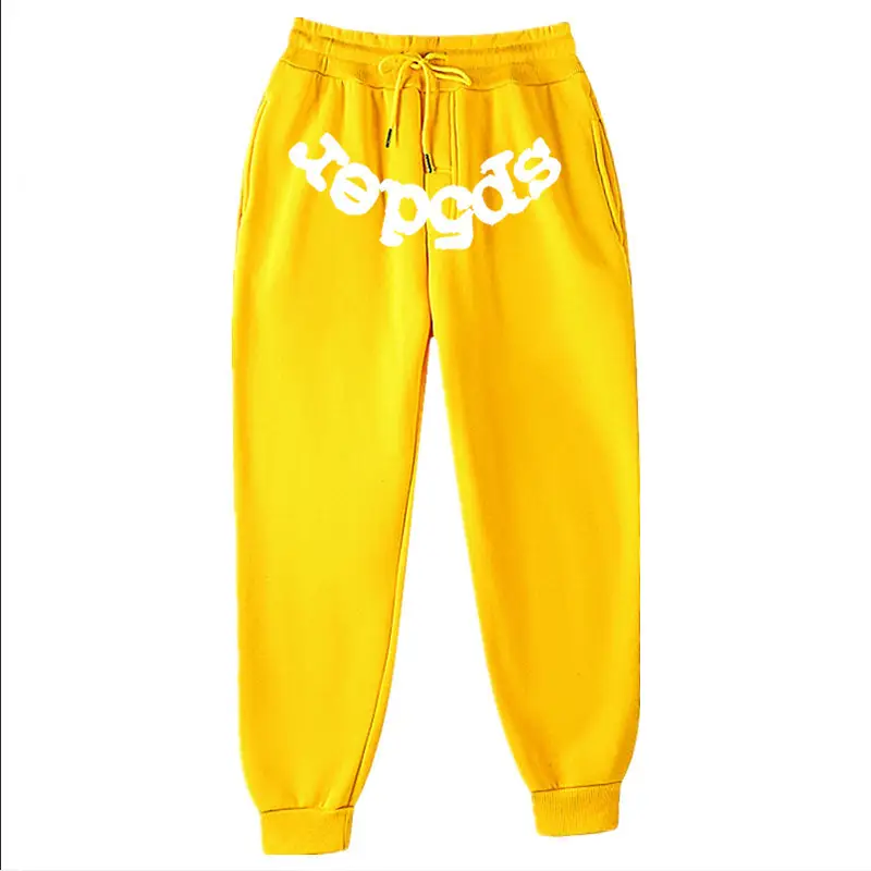 Men's Navy Hip-Hop Fleece Sweatpants with Colorful Print