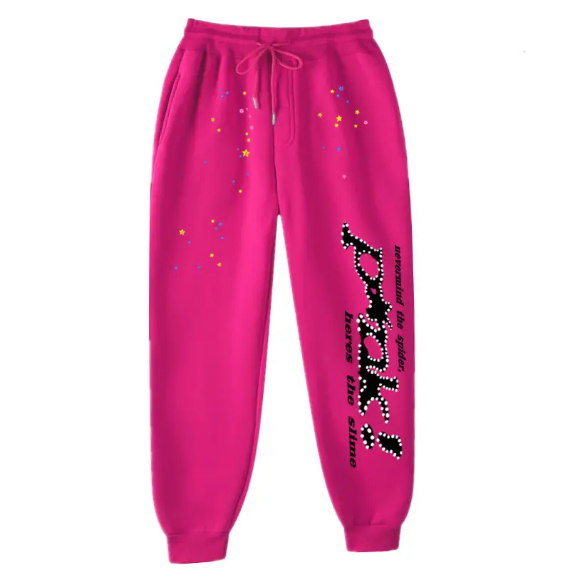 Men's Navy Hip-Hop Fleece Sweatpants with Colorful Print