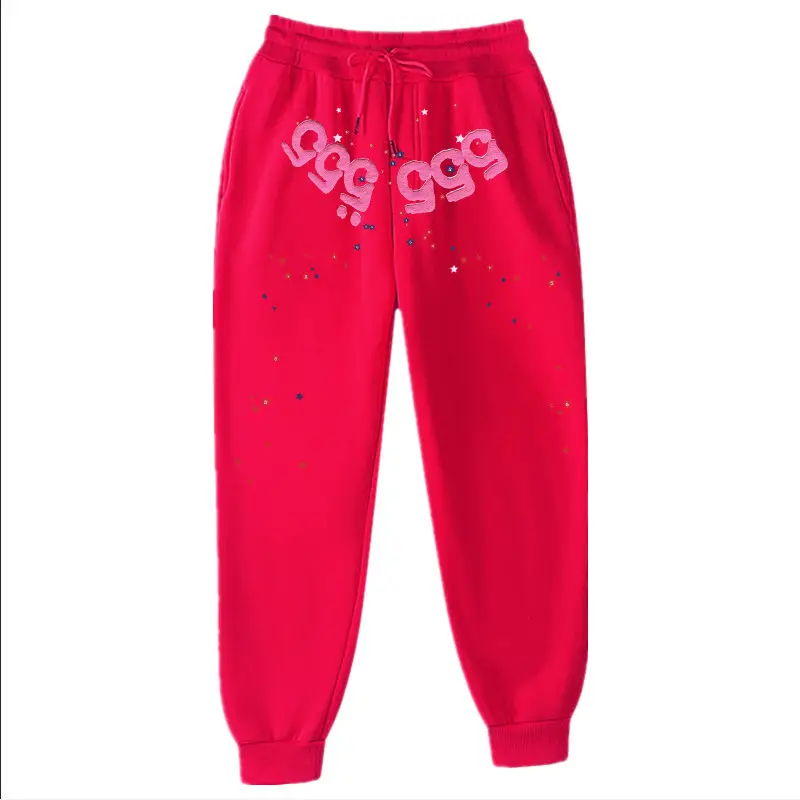 Men's Navy Hip-Hop Fleece Sweatpants with Colorful Print