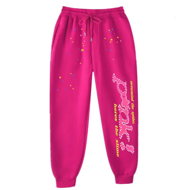 Men's Navy Hip-Hop Fleece Sweatpants with Colorful Print