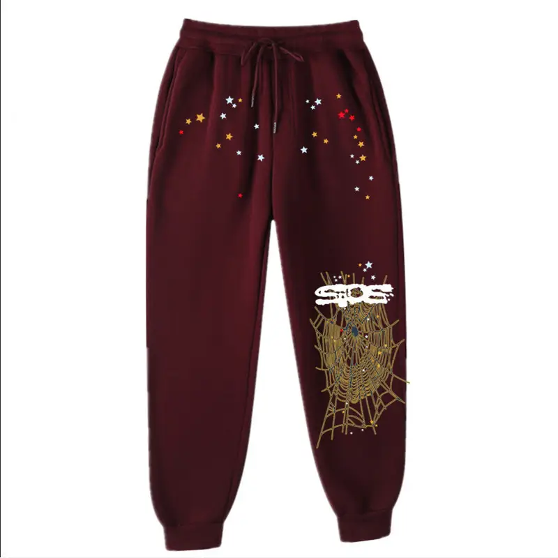 Men's Navy Hip-Hop Fleece Sweatpants with Colorful Print