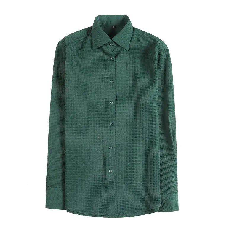 Men's 2023 Waffle Cotton Slim Fit Shirt White - Image 8