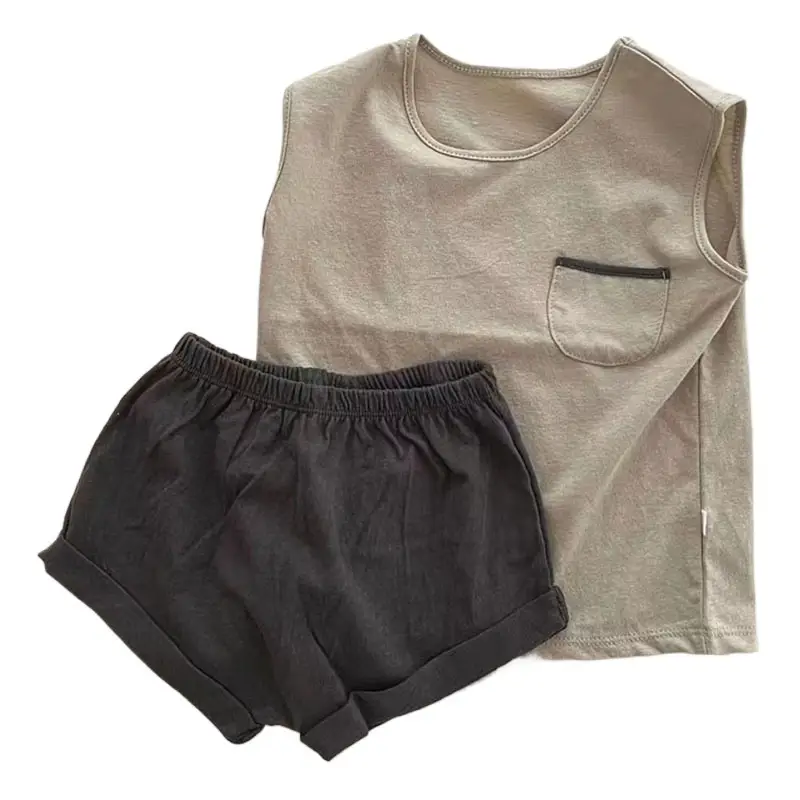 Korean Style Baby Sleeveless Suit Cream Brown