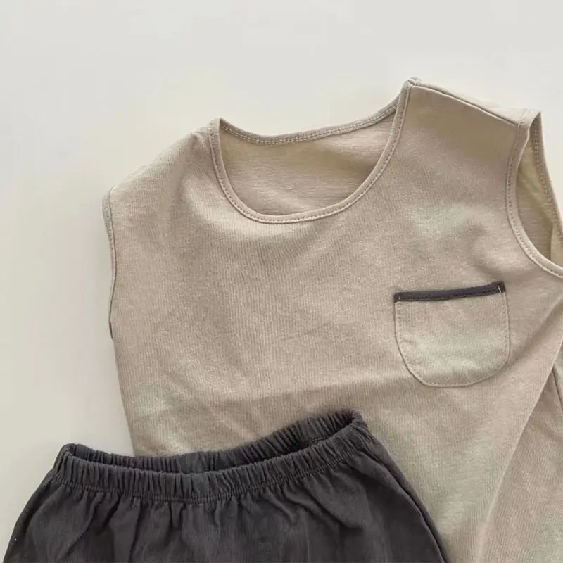 Korean Style Baby Sleeveless Suit Cream Brown — feature 11