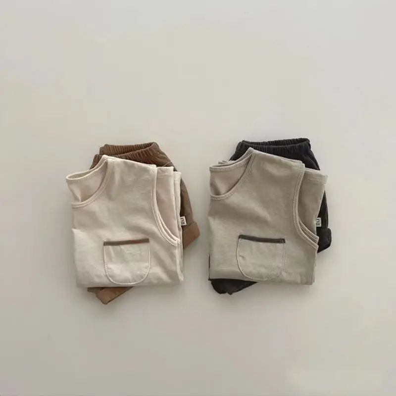 Korean Style Baby Sleeveless Suit Cream Brown — feature 3