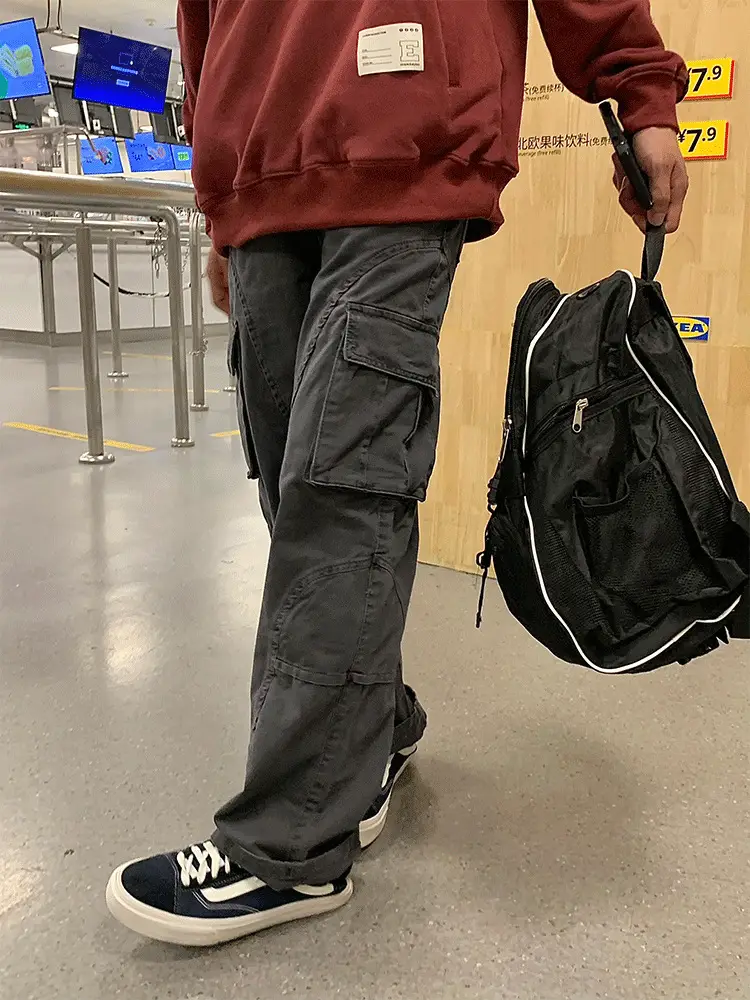 Men's Crane Pants Solid Color Winter Loose Trendy Casual Pants — feature 11