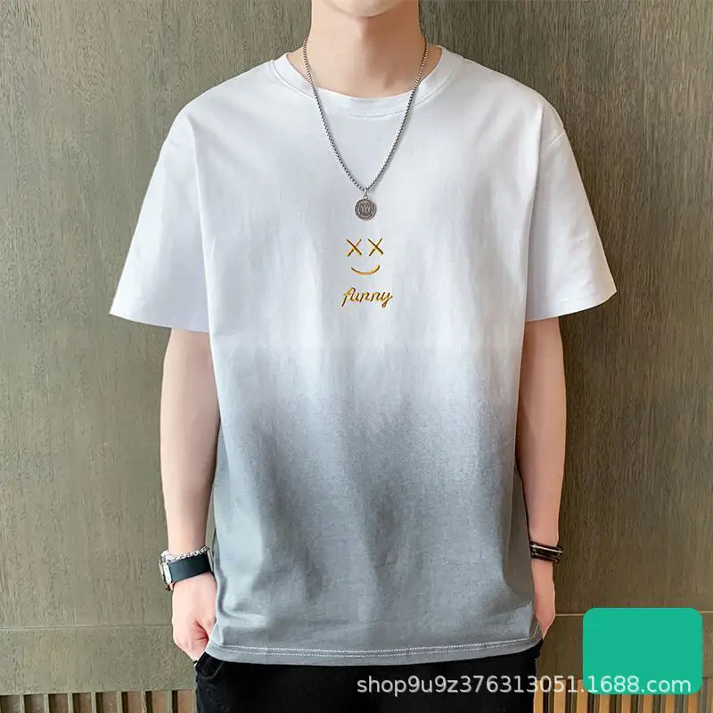 Men Grey Gradient T-Shirt with Graphic Print - Image 3