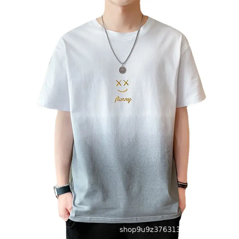 Men Grey Gradient T-Shirt with Graphic Print - Image 4