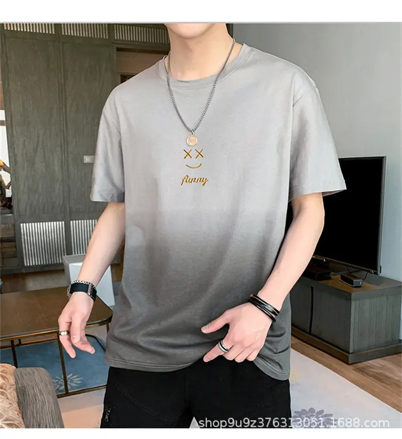 Men Grey Gradient T-Shirt with Graphic Print — feature 12