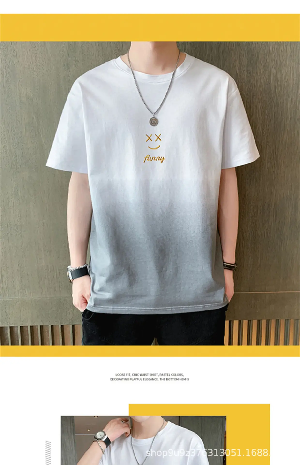 Men Grey Gradient T-Shirt with Graphic Print — feature 13