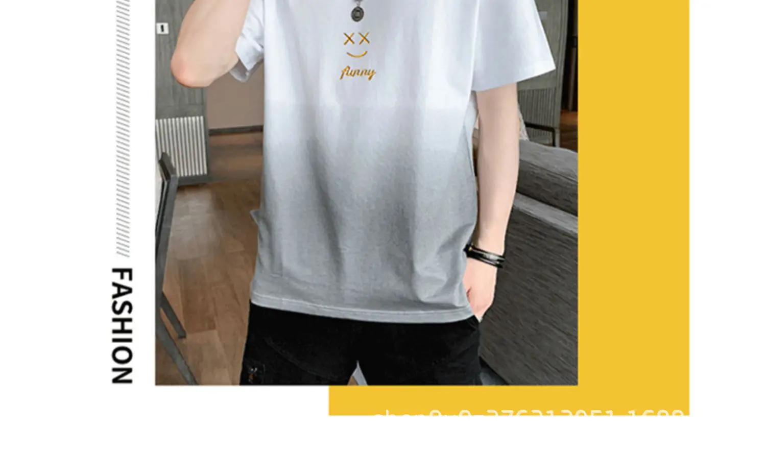 Men Grey Gradient T-Shirt with Graphic Print — feature 14