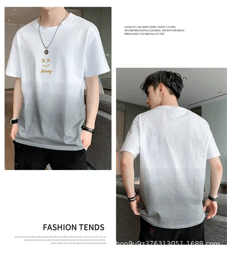 Men Grey Gradient T-Shirt with Graphic Print — feature 15