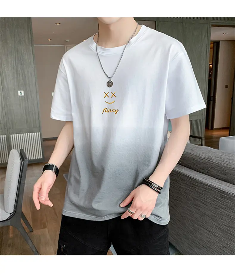 Men Grey Gradient T-Shirt with Graphic Print — feature 16