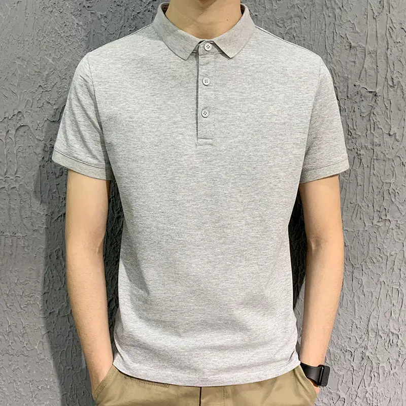 Men's White Polo Shirt Short Sleeve Loose Fit