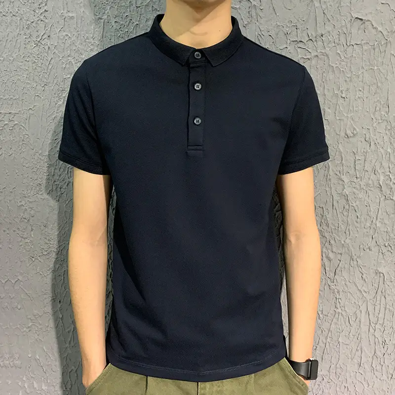 Men's White Polo Shirt Short Sleeve Loose Fit