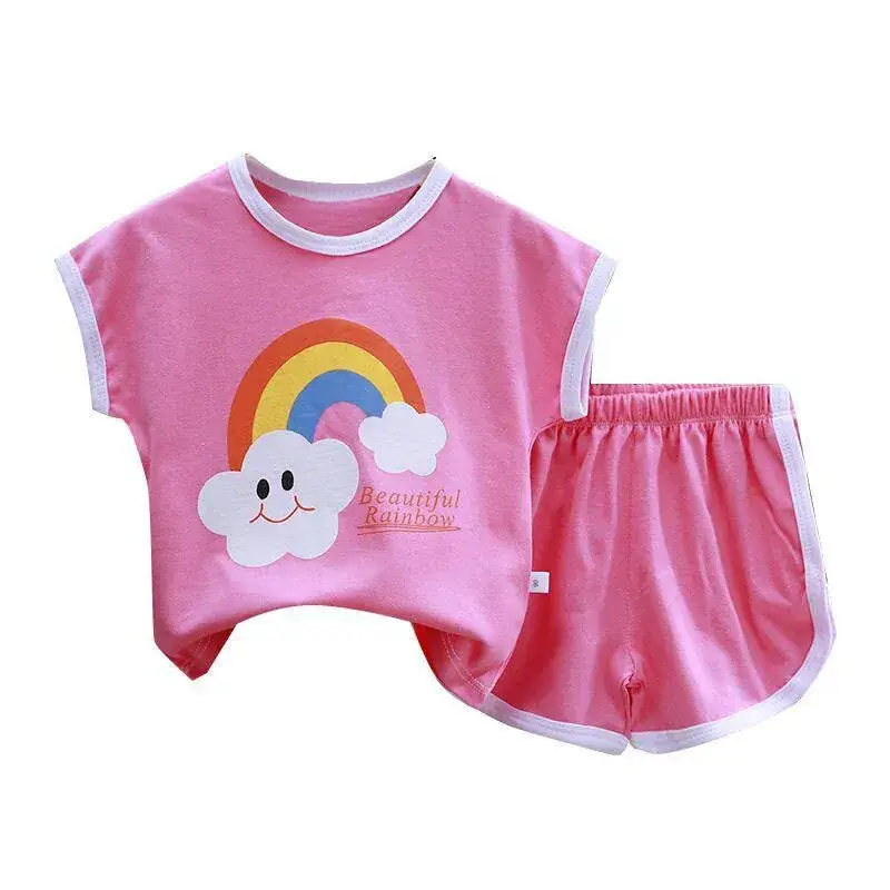 Children's short sleeve suit cotton summer new boys suit Korean baby clothes girls T-shirt children's clothing wholesale
