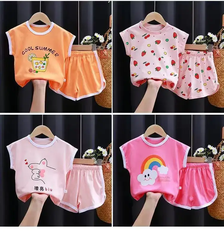 Children's short sleeve suit cotton summer new boys suit Korean baby clothes girls T-shirt children's clothing wholesale — feature 4